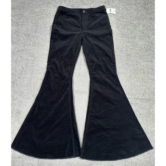 Forever 21 Pants Womens Extra Large Black Velvet Bell Bottoms Flare Festival - Picture 1 of 10